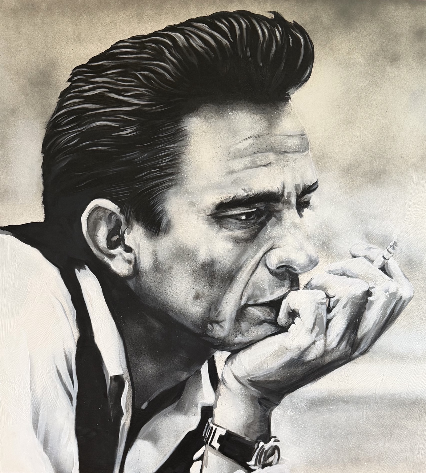 BURNING DAYLIGHT — Johnny Cash, painting by Flynn