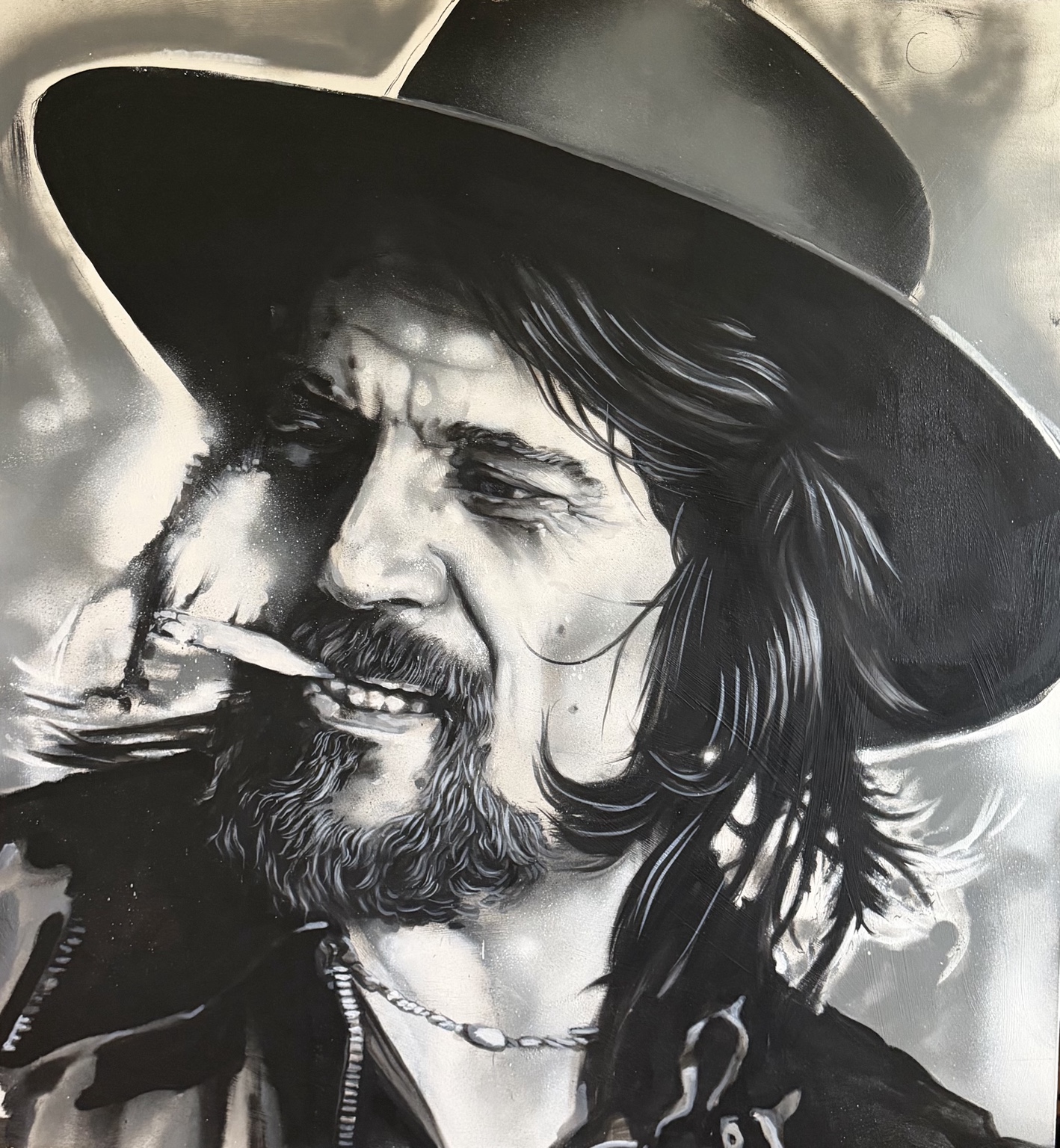 NO COMPROMISE — Waylon Jennings, painting by Flynn