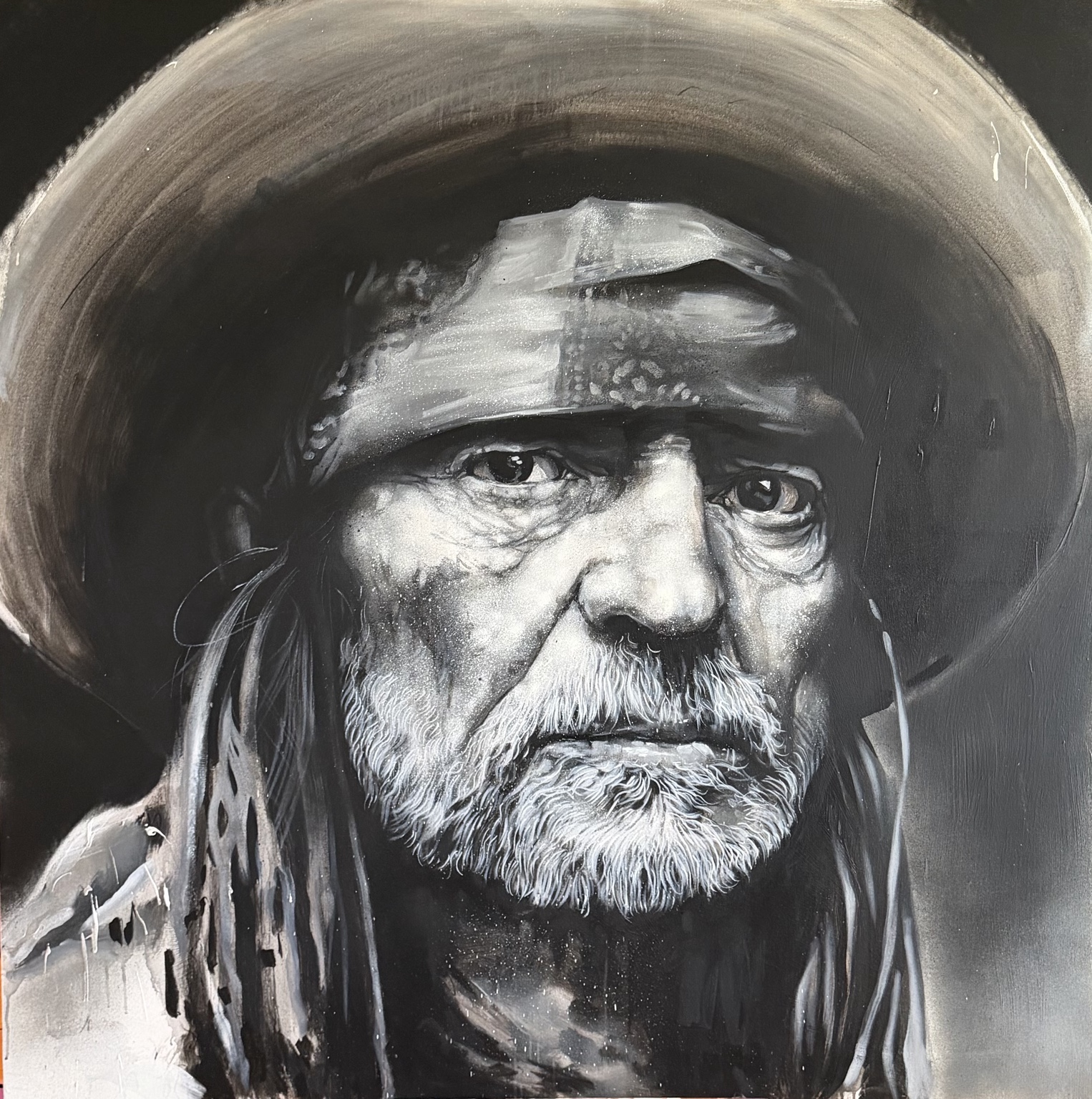 SMOKING STARLIGHT — Willie Nelson, painting by Flynn